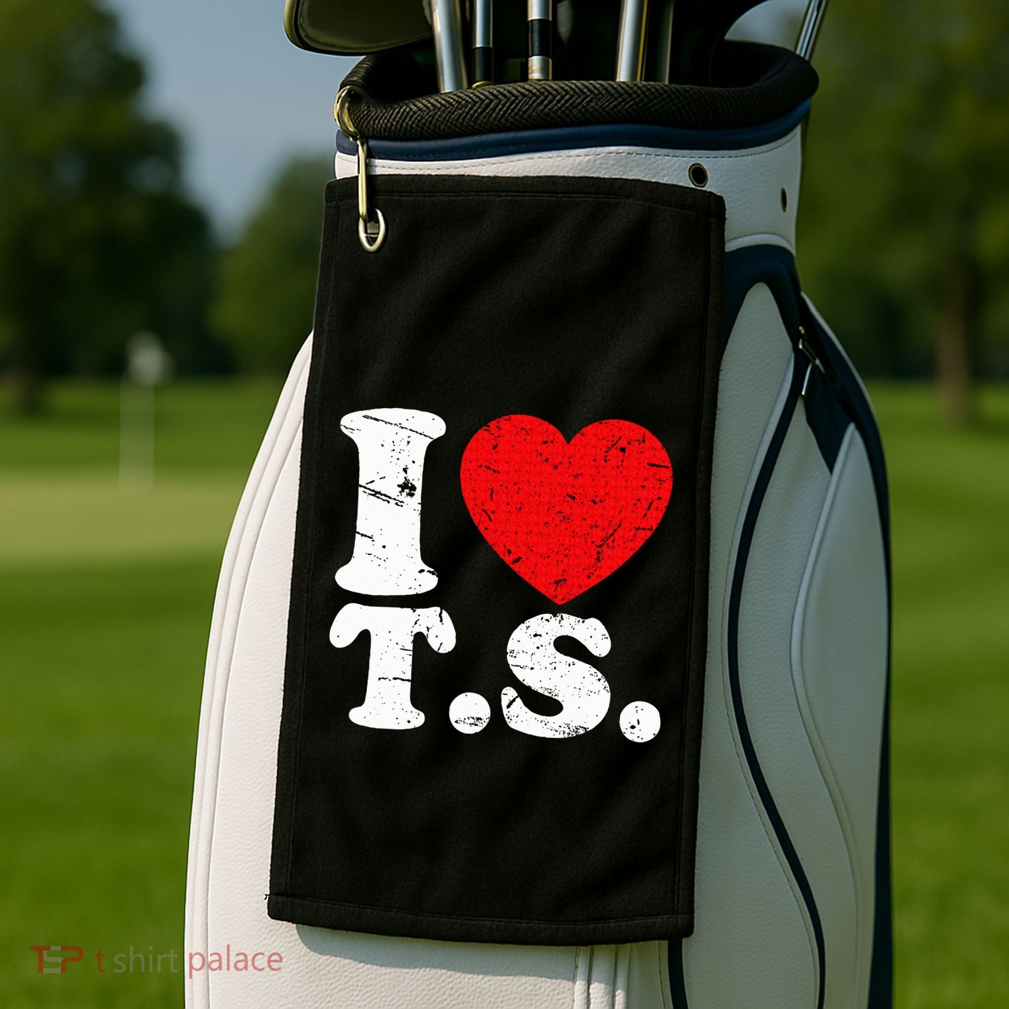 Cute Red Heart I Love T.S Golf Towel