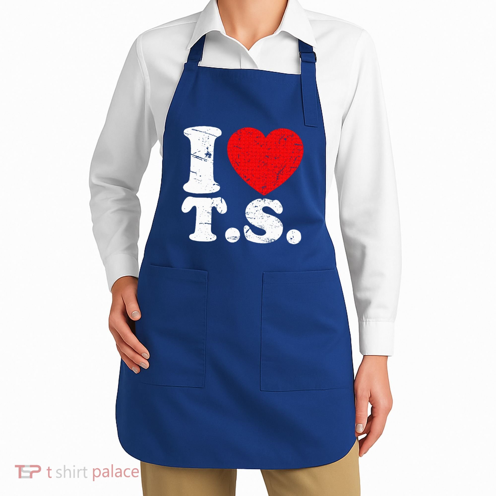 Cute Red Heart I Love T.S Apron