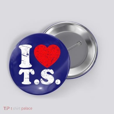 Cute Red Heart I Love T.S Button