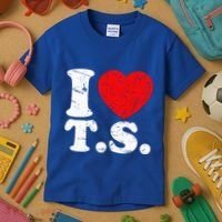 Cute Red Heart I Love T.S Kids T-Shirt thumb 3