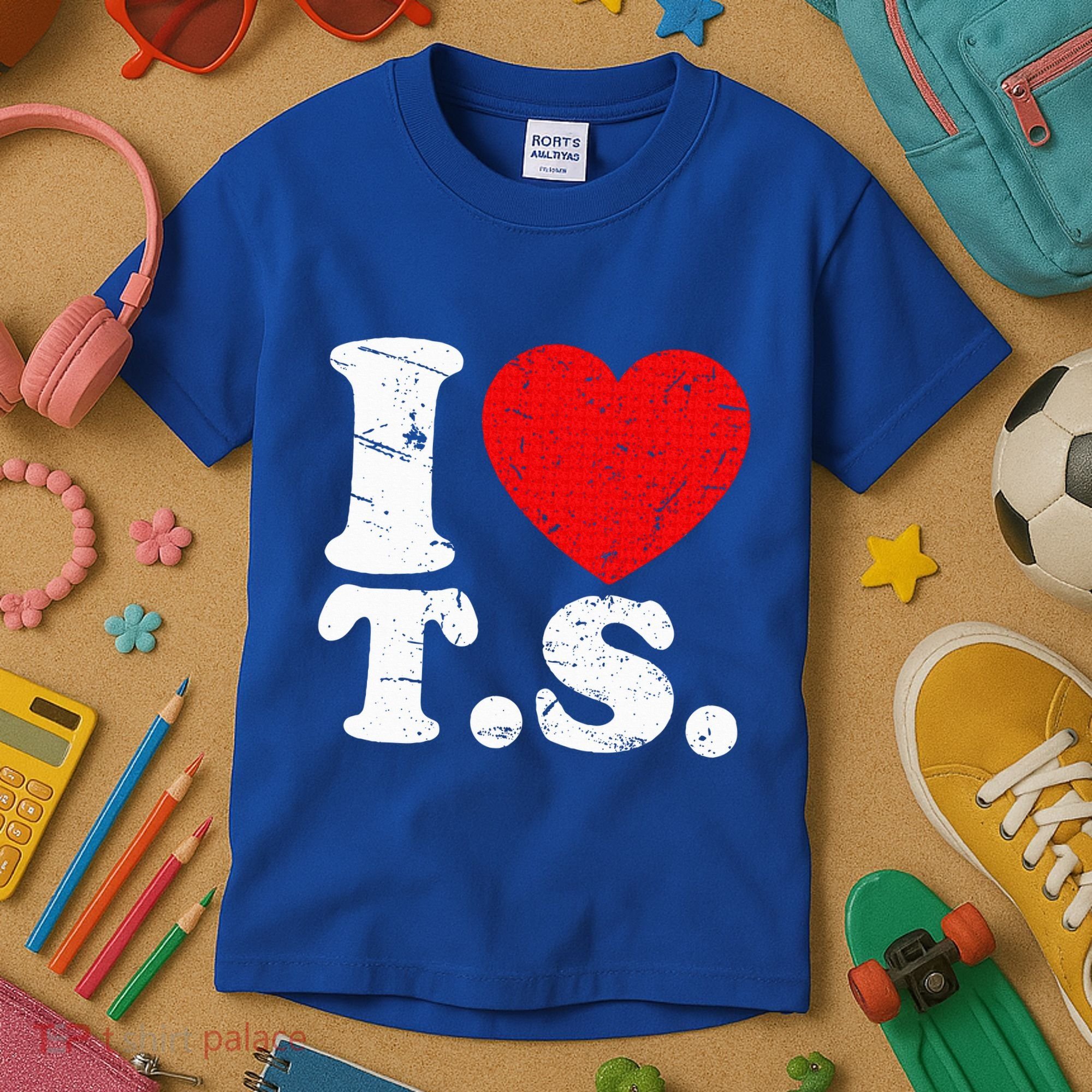 Cute Red Heart I Love T.S Kids T-Shirt