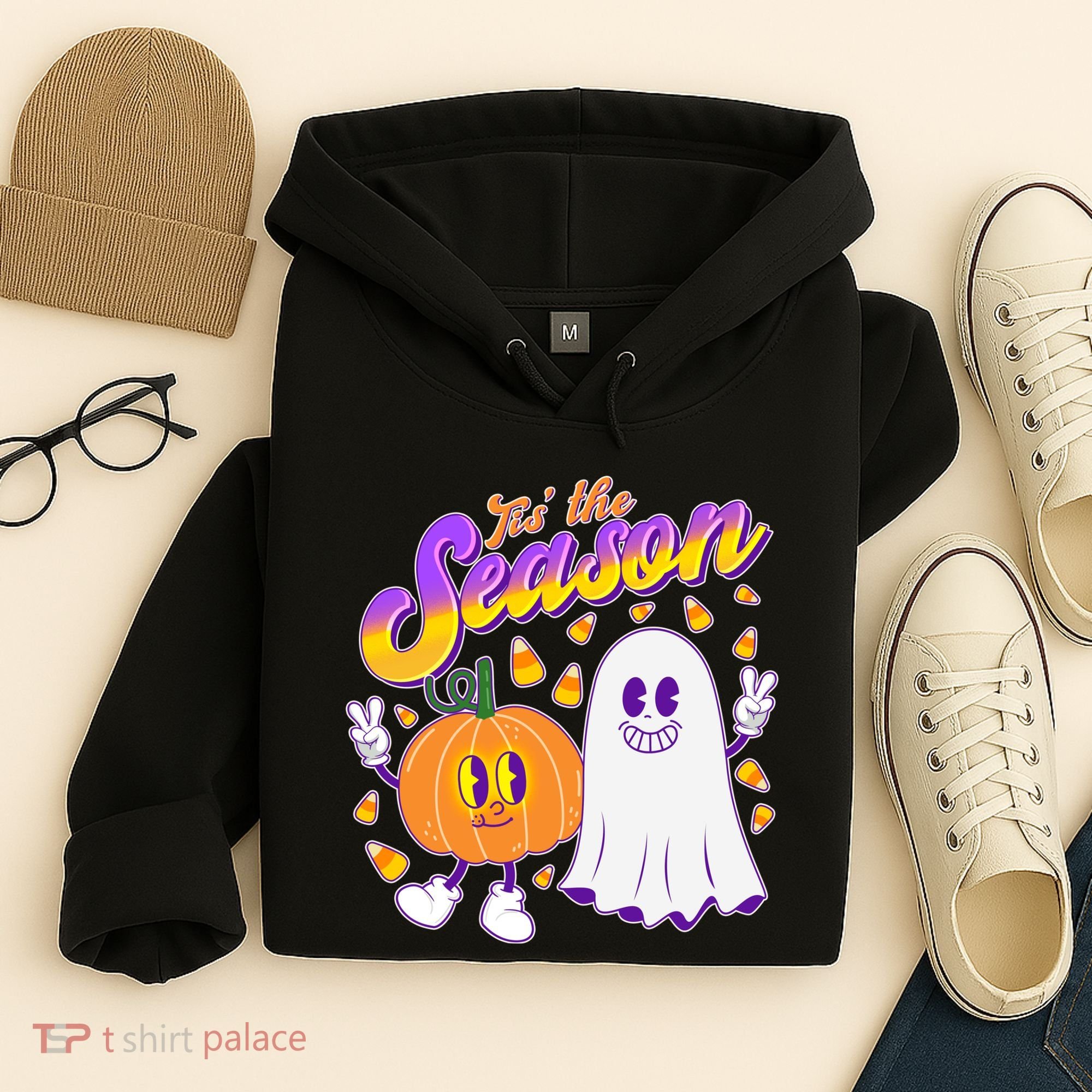 Cute Retro Halloween Tis The Season Hoodie