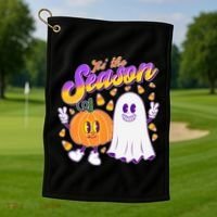 Cute Retro Halloween Tis The Season Golf Towel thumb 1