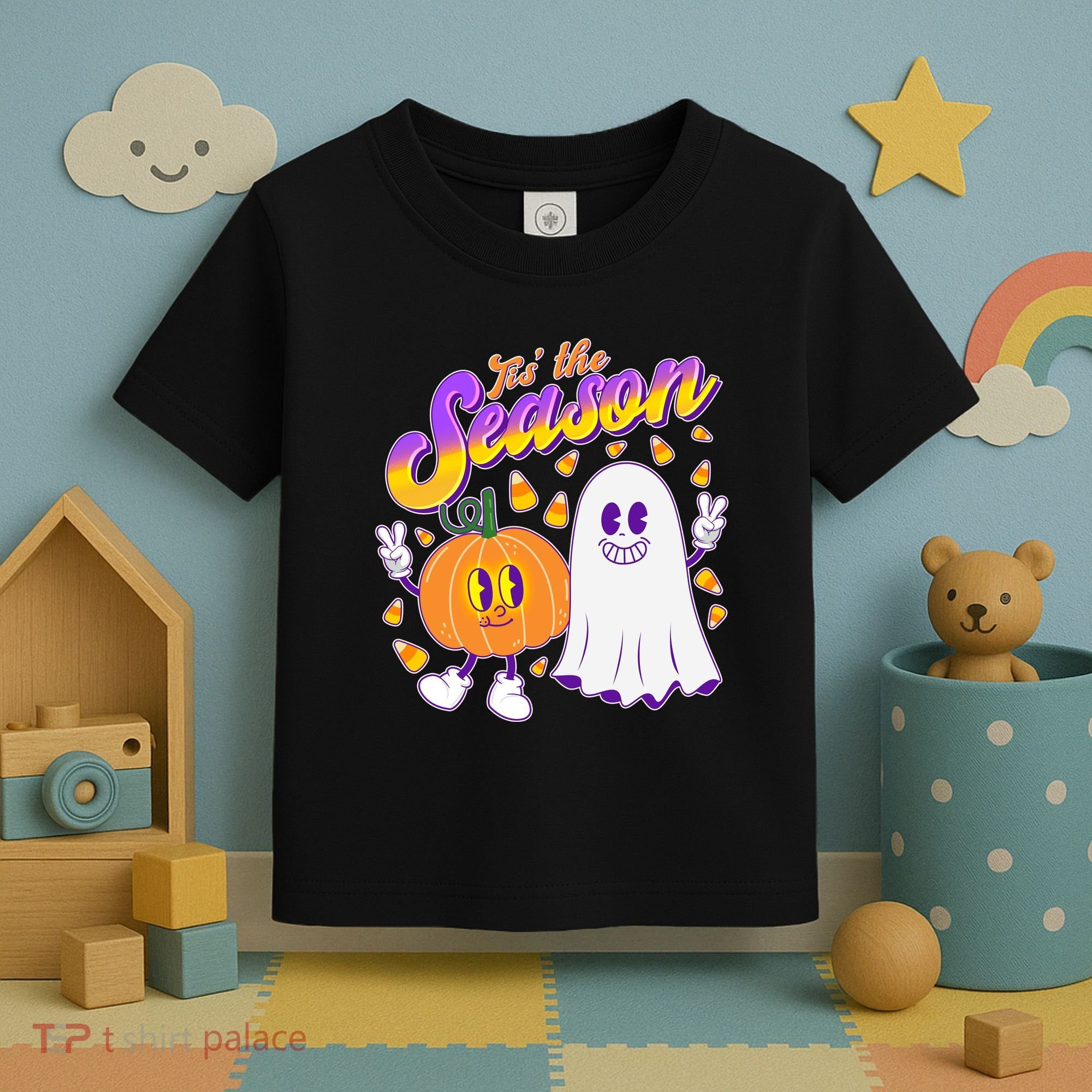Cute Retro Halloween Tis The Season Toddler T-Shirt
