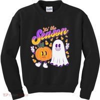 Cute Retro Halloween Tis The Season Kids Sweatshirt thumb 0