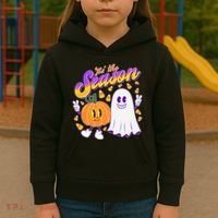 Cute Retro Halloween Tis The Season Kids Hoodie thumb 3