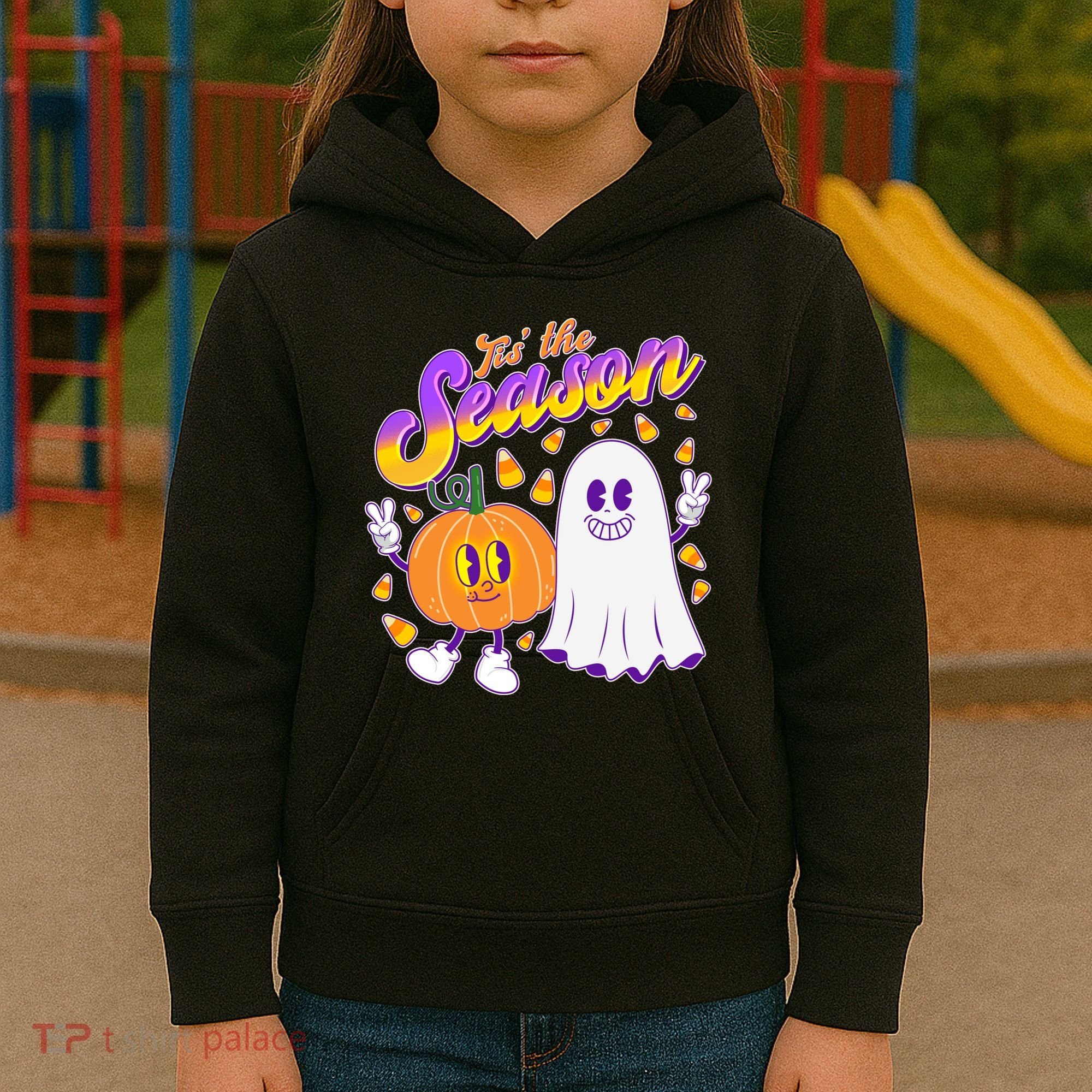 Cute Retro Halloween Tis The Season Kids Hoodie