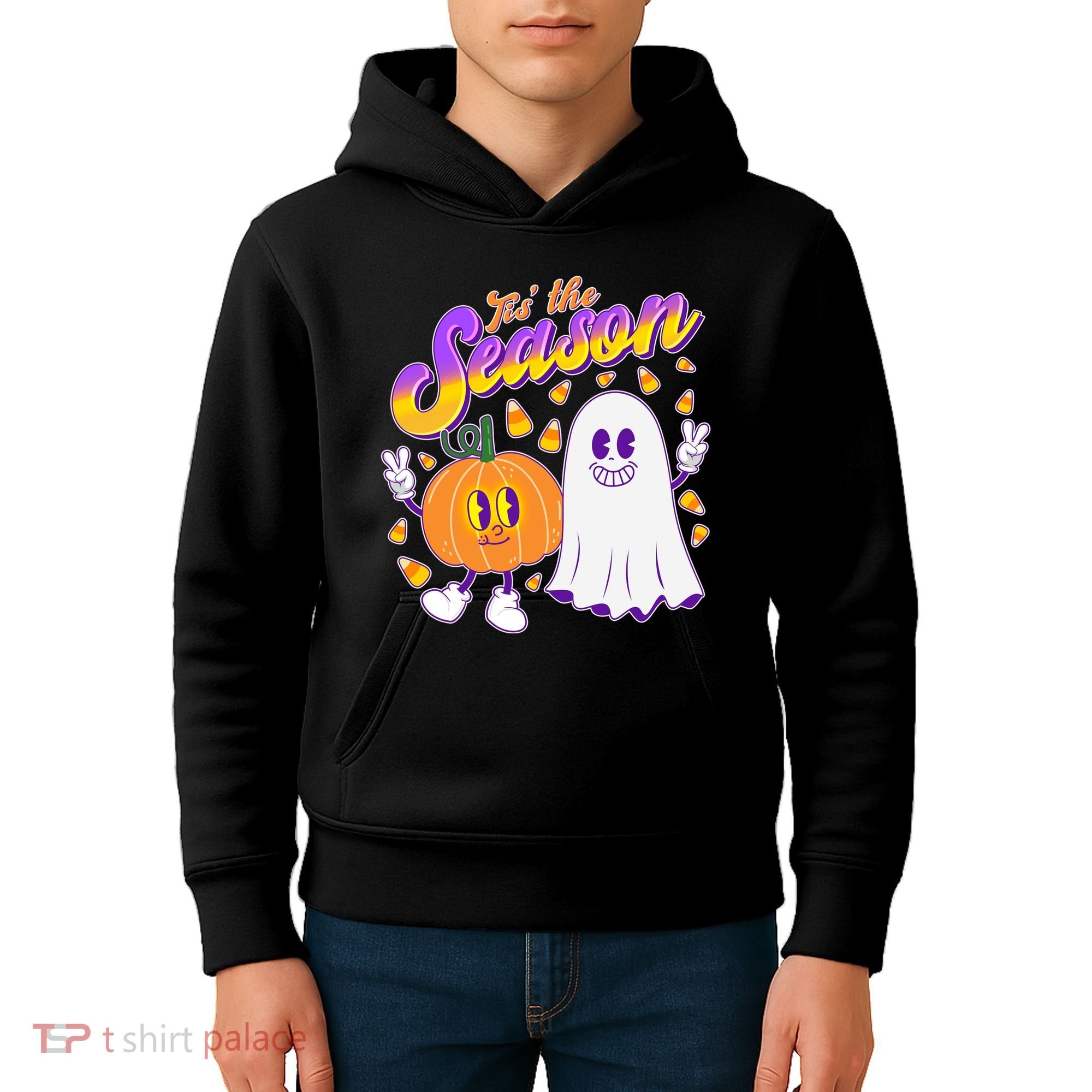 Cute Retro Halloween Tis The Season Kids Hoodie