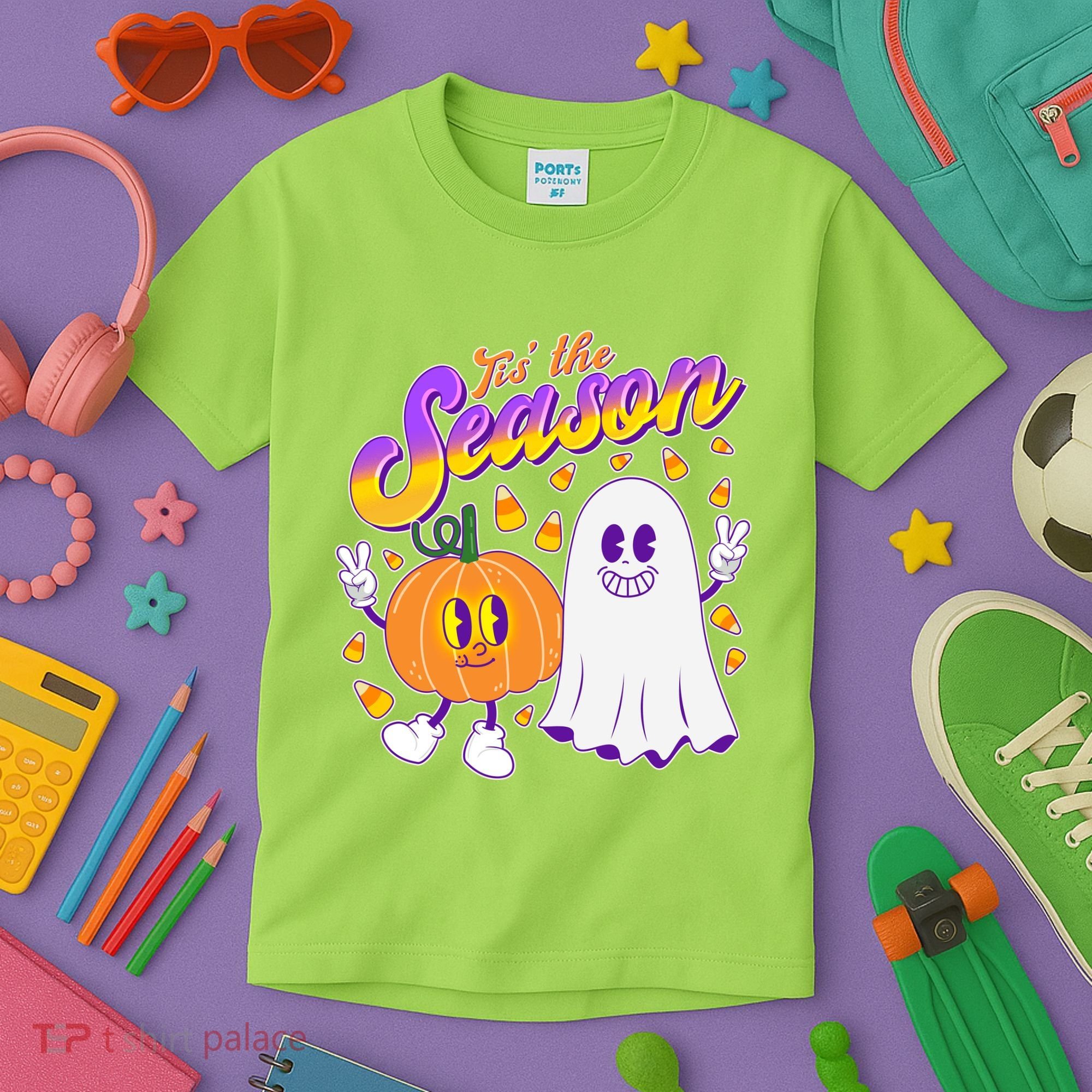Cute Retro Halloween Tis The Season Kids T-Shirt