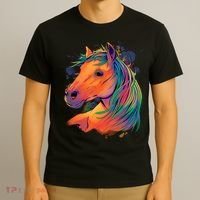 Colorful Rainbow Horse T-Shirt thumb 3