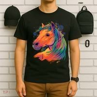 Colorful Rainbow Horse T-Shirt thumb 6