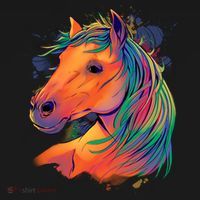 Colorful Rainbow Horse T-Shirt thumb 7