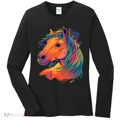 Colorful Rainbow Horse Women's Long Sleeve Shirt
