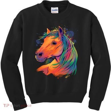 Colorful Rainbow Horse Kids Sweatshirt