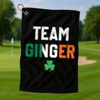 Cute Red Head Team Ginger St Patricks Day Green Irish Flag Funny Gift Golf Towel thumb 1