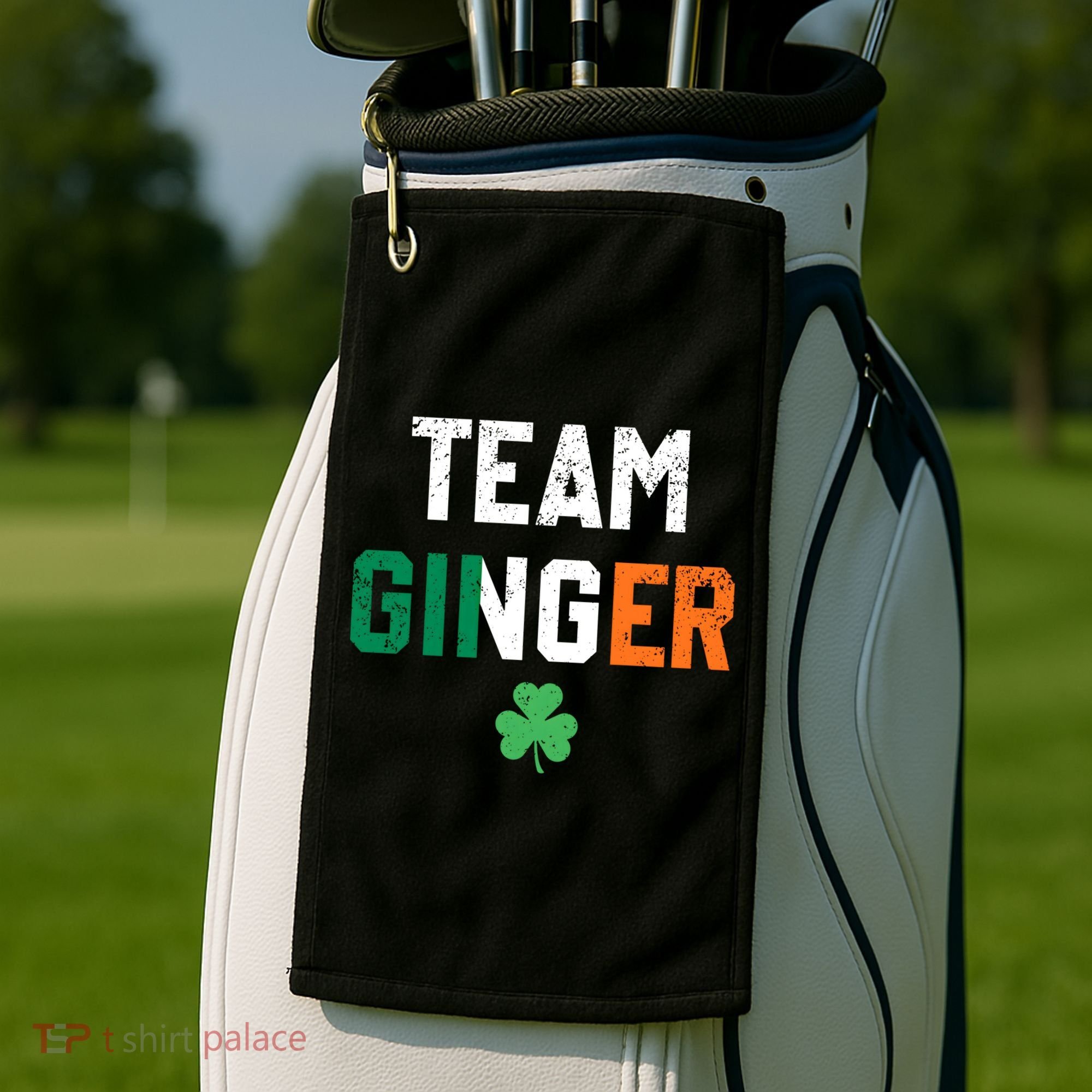 Cute Red Head Team Ginger St Patricks Day Green Irish Flag Funny Gift Golf Towel