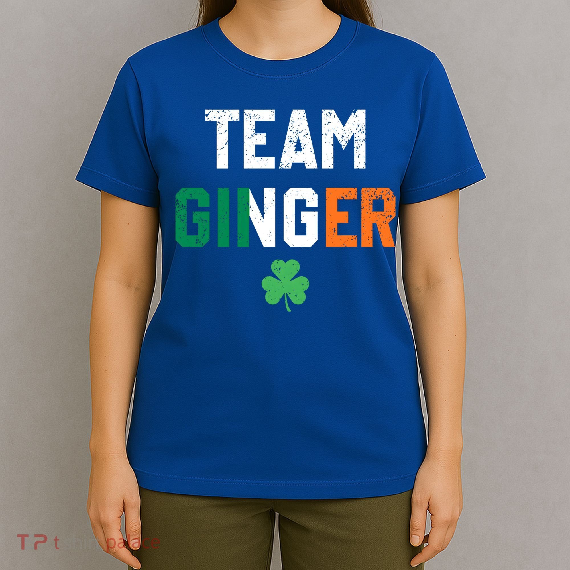 Cute Red Head Team Ginger St Patricks Day Green Irish Flag Funny Gift T-Shirt