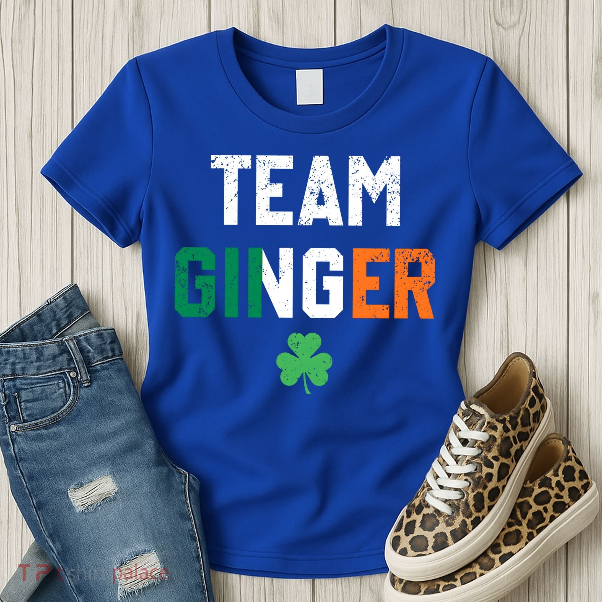 Cute Red Head Team Ginger St Patricks Day Green Irish Flag Funny Gift Women's T-Shirt