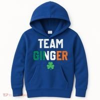 Cute Red Head Team Ginger St Patricks Day Green Irish Flag Funny Gift Kids Hoodie thumb 0