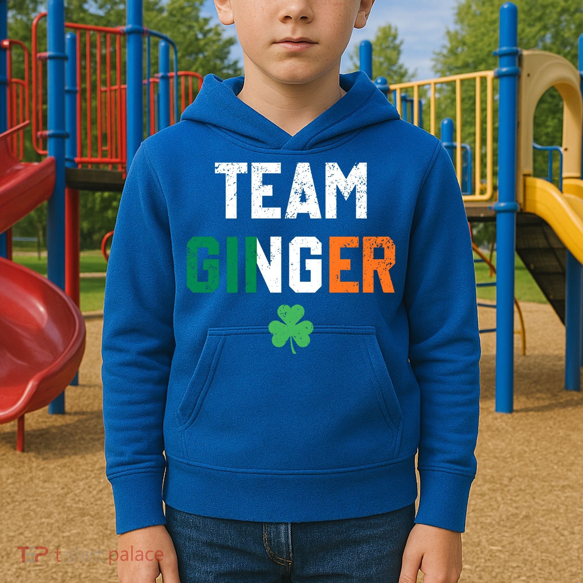 Cute Red Head Team Ginger St Patricks Day Green Irish Flag Funny Gift Kids Hoodie
