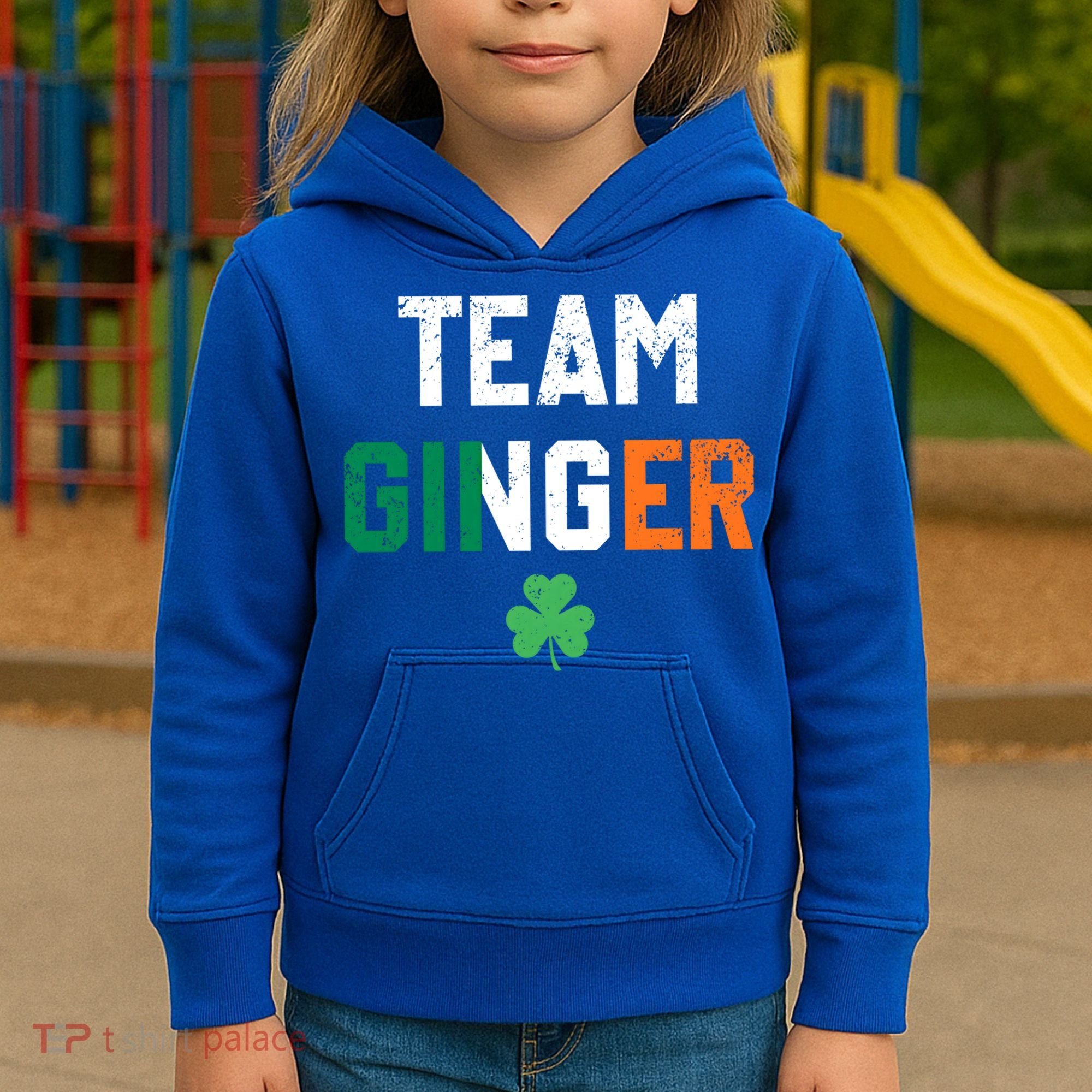 Cute Red Head Team Ginger St Patricks Day Green Irish Flag Funny Gift Kids Hoodie