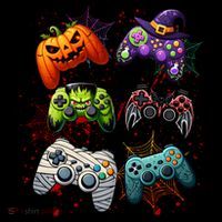 Cool Retro Halloween Gaming Controllers Backpack thumb 2