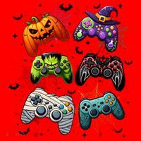 Cool Retro Halloween Gaming Controllers Santa Hat thumb 1