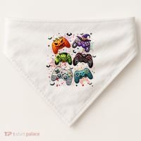 Cool Retro Halloween Gaming Controllers USA-Made Doggie Bandana thumb 0