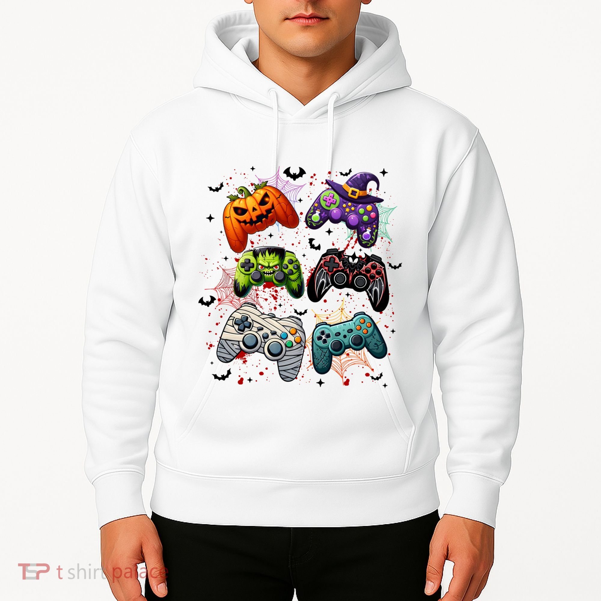 Cool Retro Halloween Gaming Controllers Hoodie