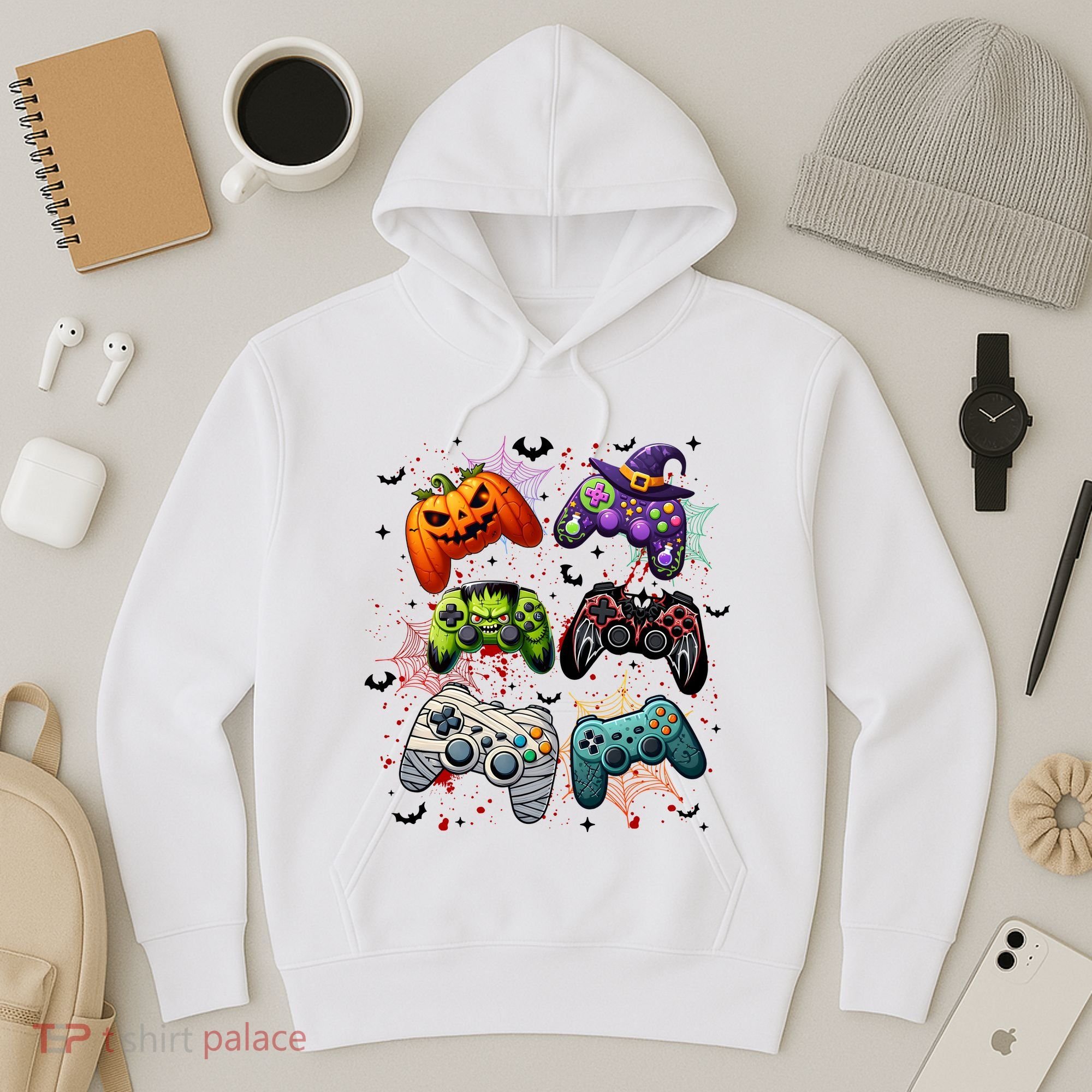 Cool Retro Halloween Gaming Controllers Hoodie