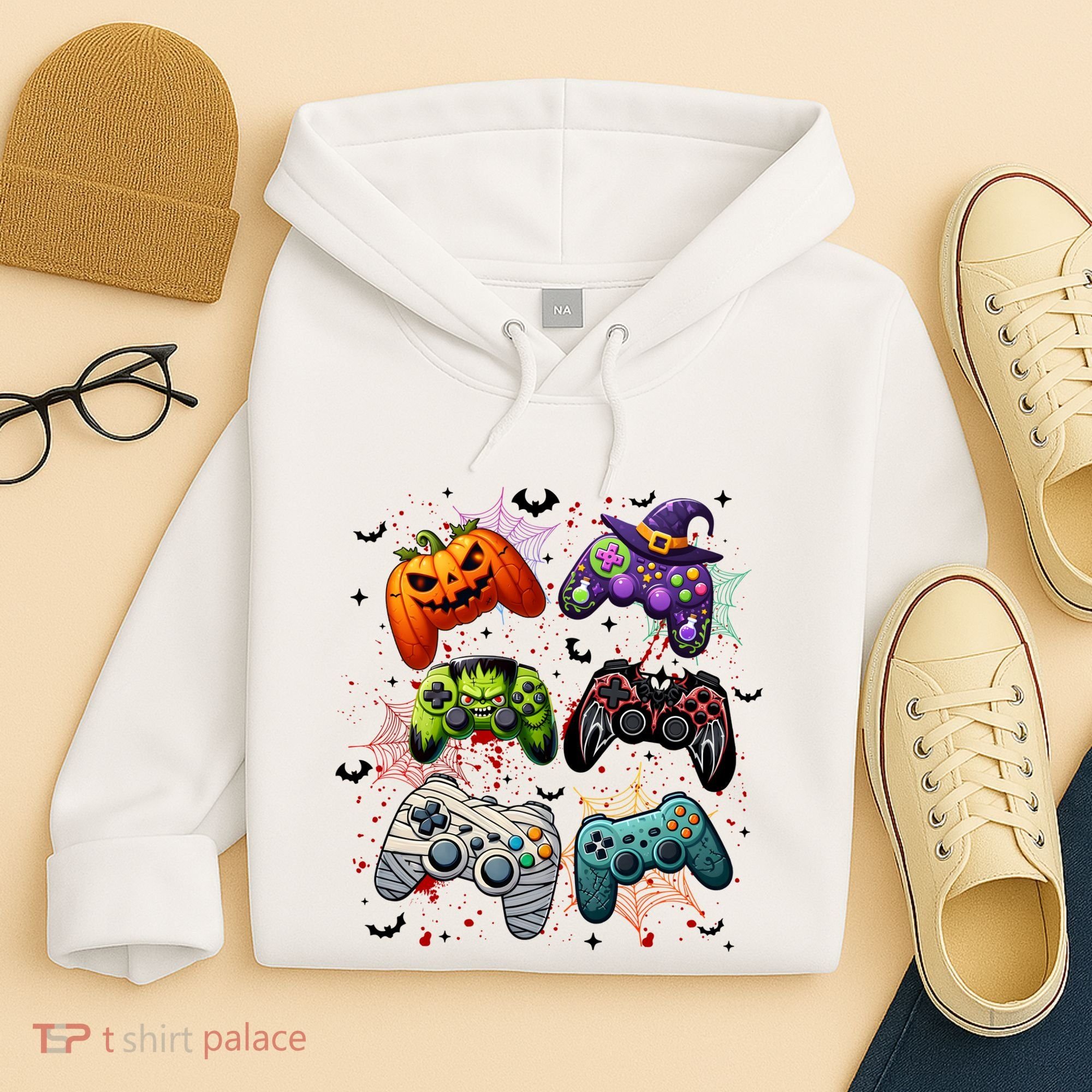 Cool Retro Halloween Gaming Controllers Hoodie
