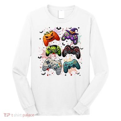 Cool Retro Halloween Gaming Controllers Long Sleeve Shirt
