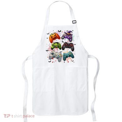 Cool Retro Halloween Gaming Controllers Apron