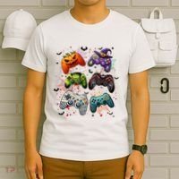 Cool Retro Halloween Gaming Controllers T-Shirt thumb 6