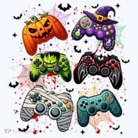 Cool Retro Halloween Gaming Controllers Bucket Hat thumb 4