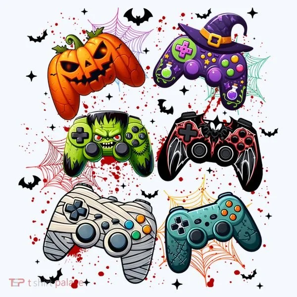 Cool Retro Halloween Gaming Controllers Bucket Hat