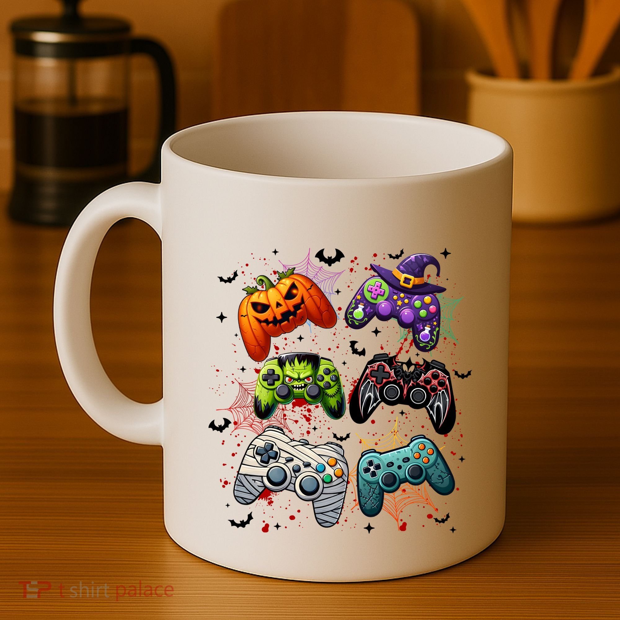 Cool Retro Halloween Gaming Controllers Coffee Mug