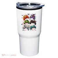 Cool Retro Halloween Gaming Controllers Tumbler thumb 0