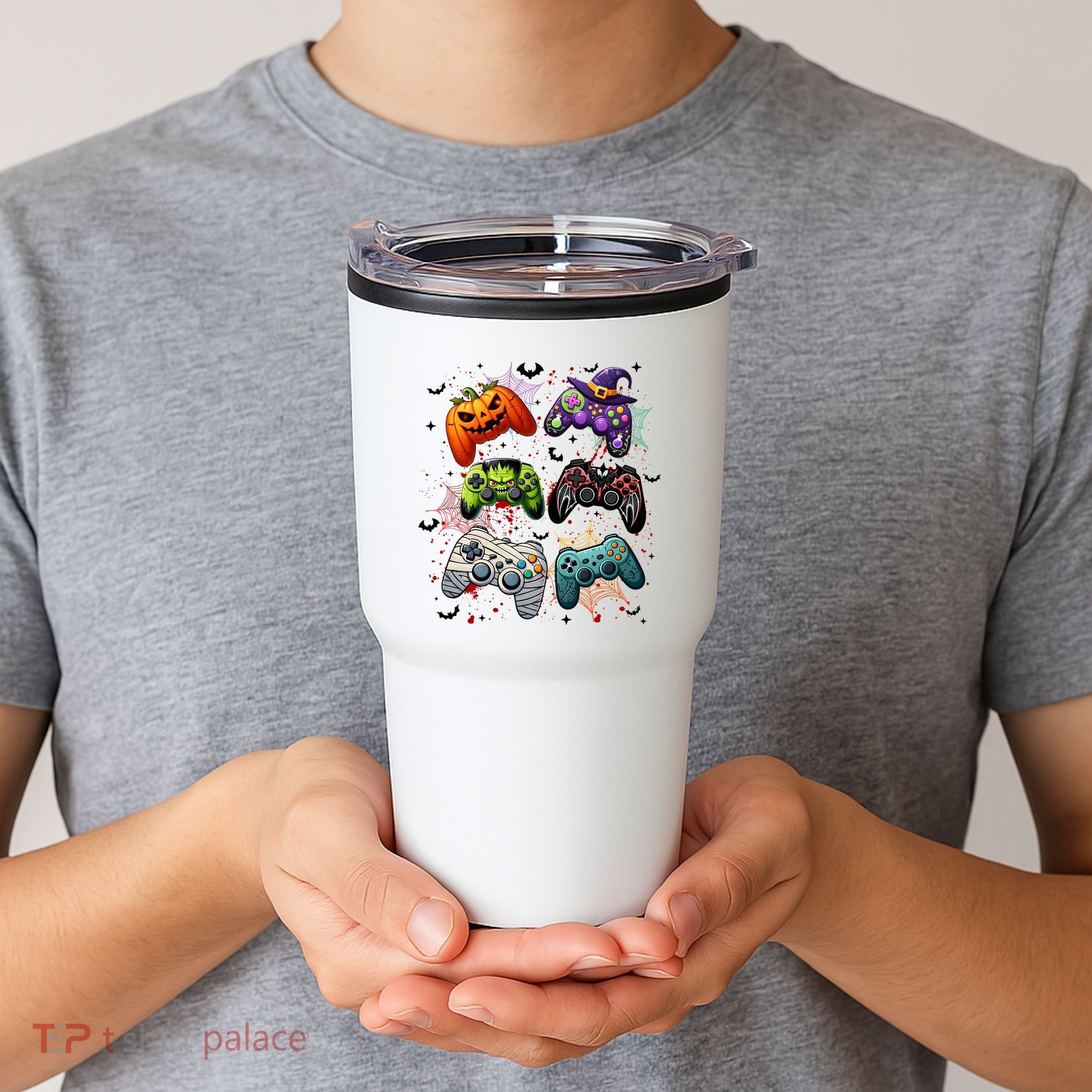 Cool Retro Halloween Gaming Controllers Tumbler