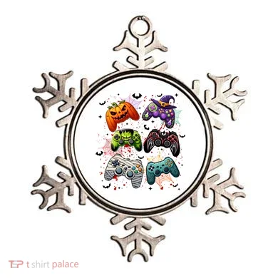 Cool Retro Halloween Gaming Controllers Ornament