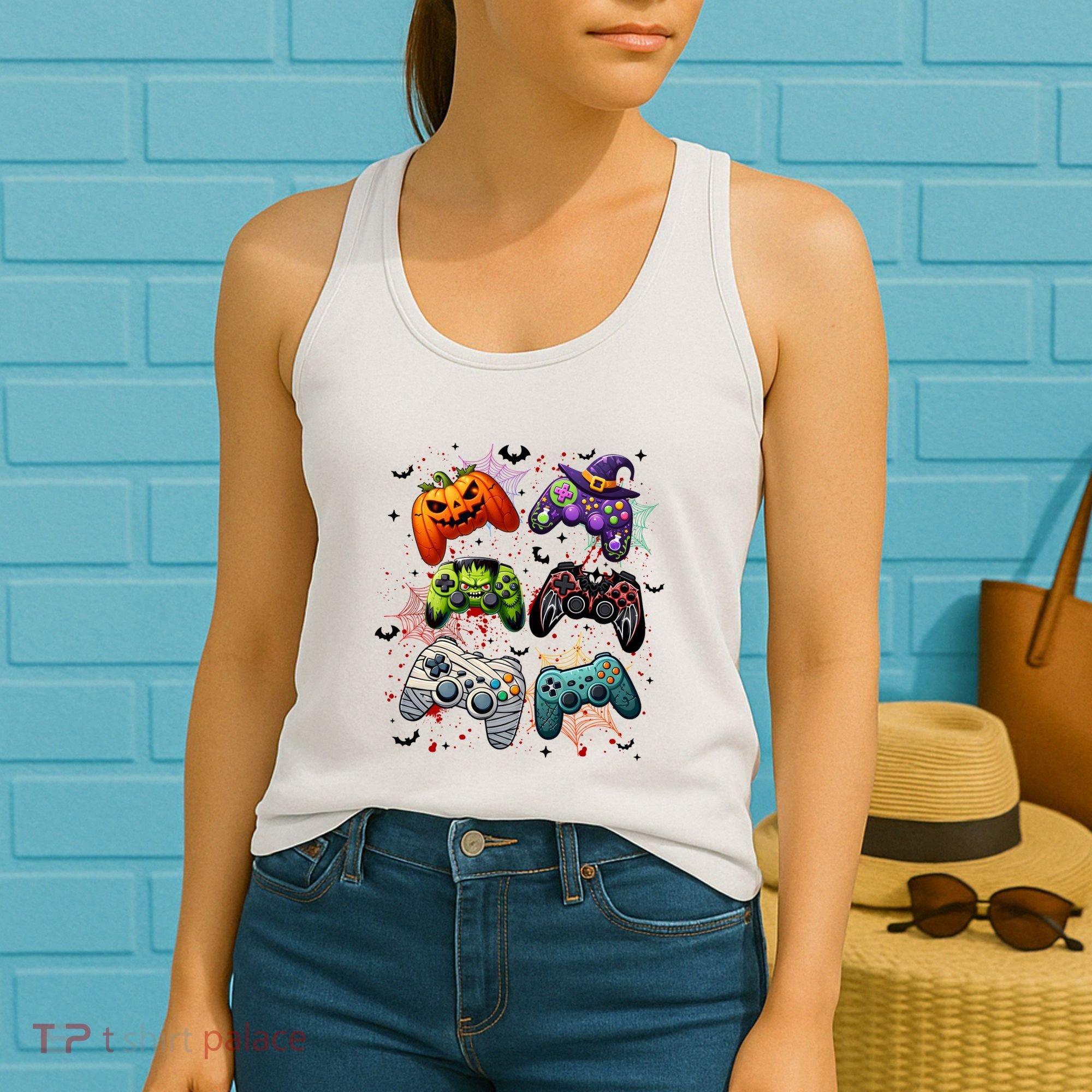 Cool Retro Halloween Gaming Controllers Women's Tank Top