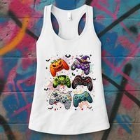Cool Retro Halloween Gaming Controllers Women's Tank Top thumb 3