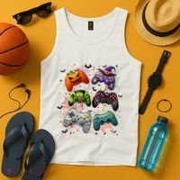 Cool Retro Halloween Gaming Controllers Tank Top thumb 4