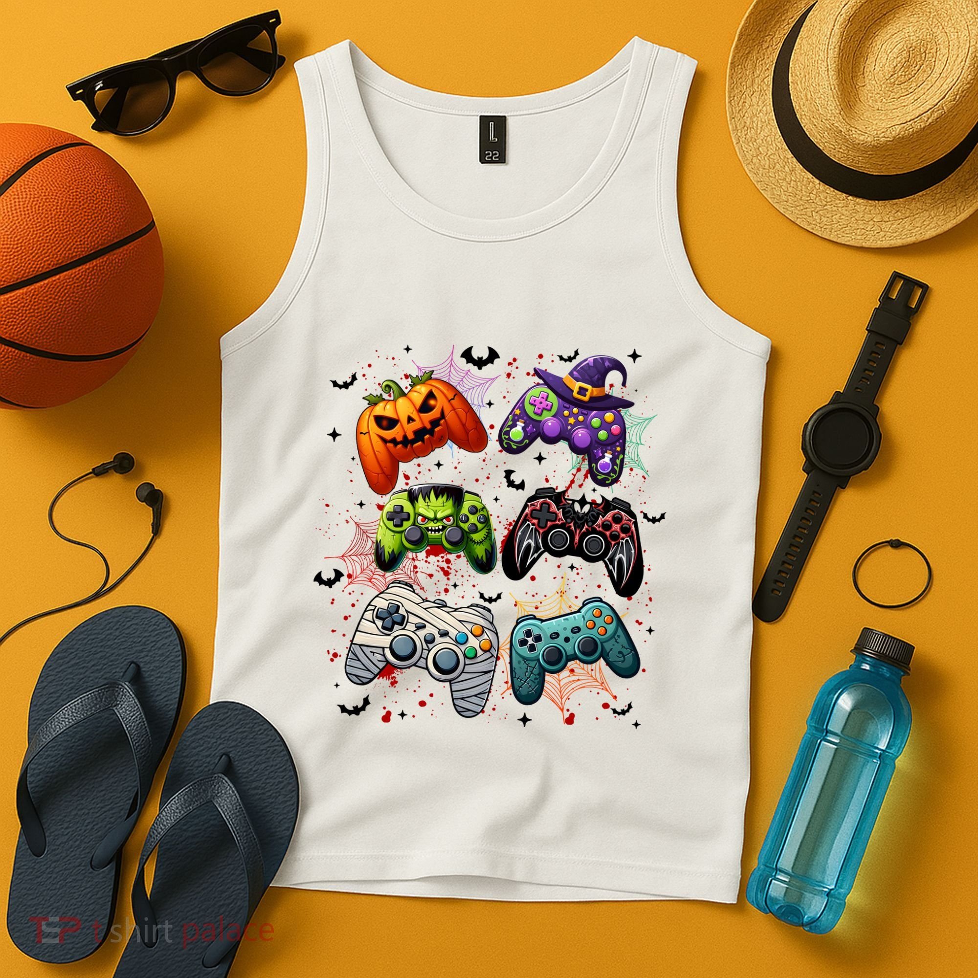 Cool Retro Halloween Gaming Controllers Tank Top