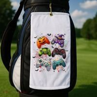 Cool Retro Halloween Gaming Controllers Golf Towel thumb 2