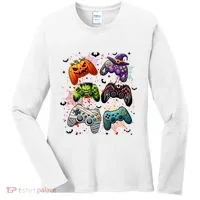 Cool Retro Halloween Gaming Controllers Women's Long Sleeve Shirt thumb 0