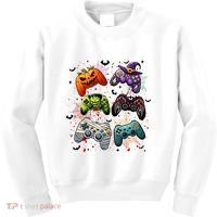 Cool Retro Halloween Gaming Controllers Kids Sweatshirt thumb 0