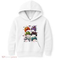 Cool Retro Halloween Gaming Controllers Kids Hoodie thumb 0