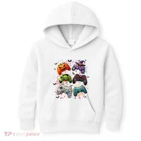 Cool Retro Halloween Gaming Controllers Kids Hoodie thumb 0