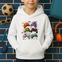 Cool Retro Halloween Gaming Controllers Kids Hoodie thumb 2